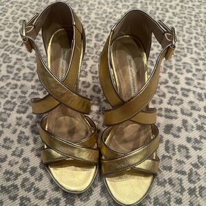 Diane Von Furstenberg Metallic Gold Heels